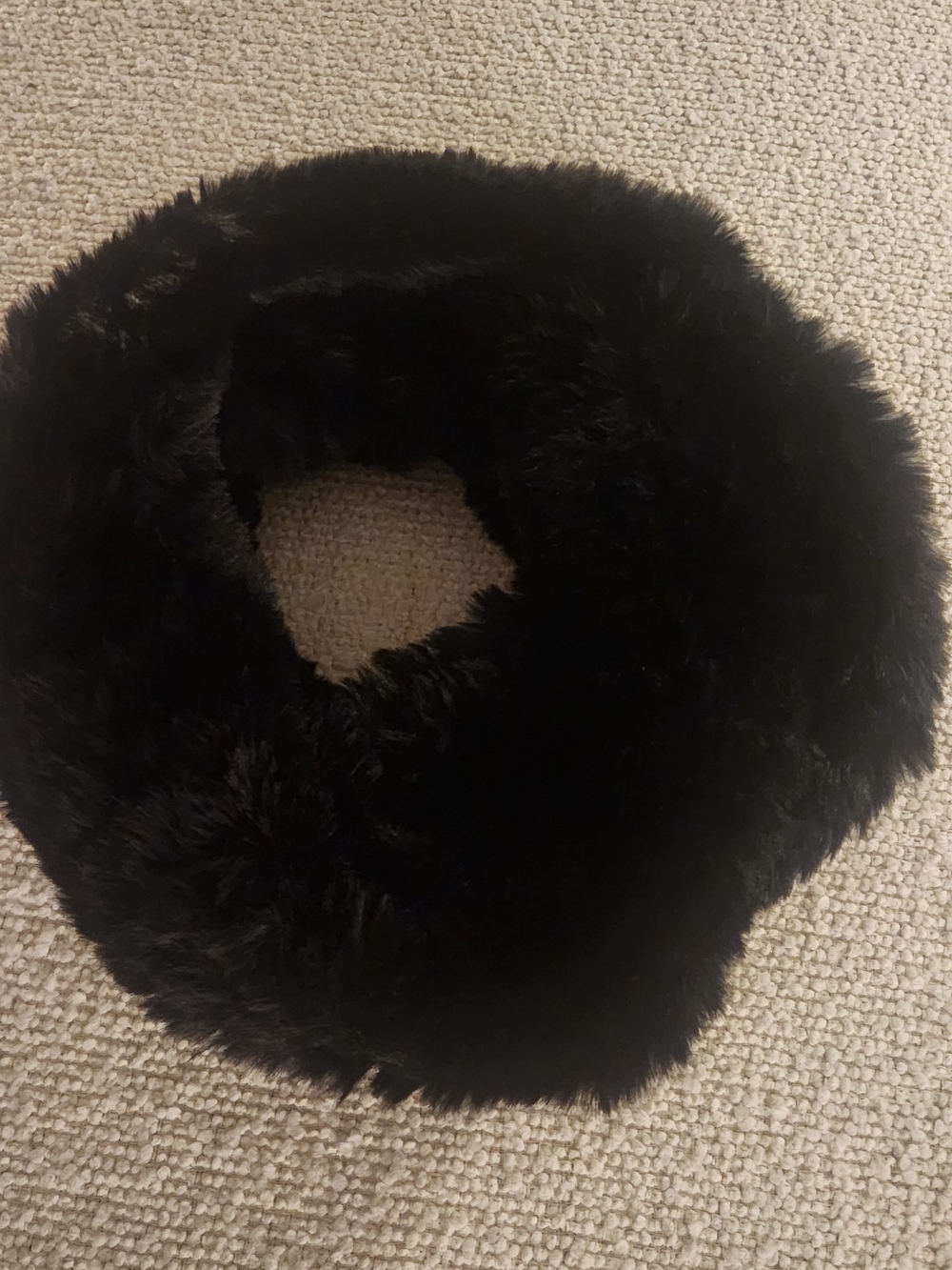 Neiman Marcus Black Faux Fur Infinity Scarf